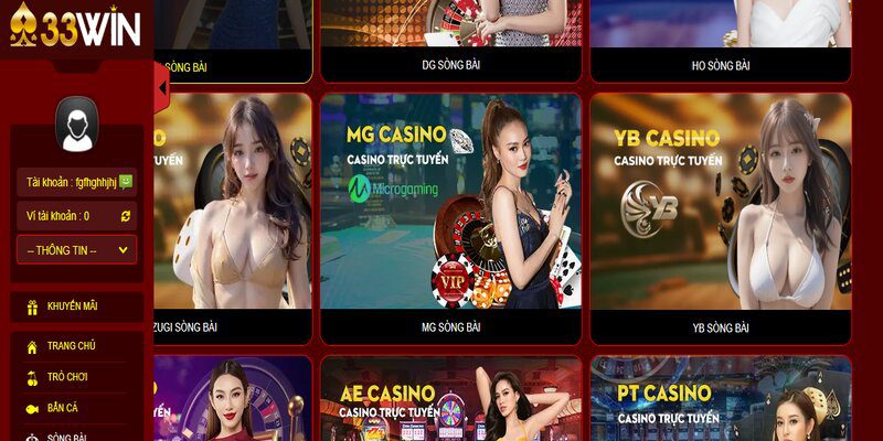 33WIN Live casino hấp dẫn và đa dạng sảnh cược