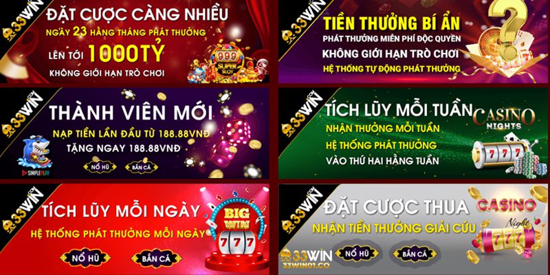 33WIN Quà tặng ưu đãi ngập tràn cho hội viên
